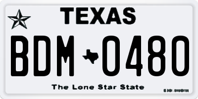 TX license plate BDM0480