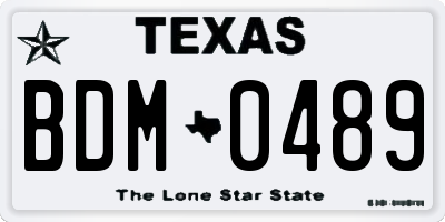 TX license plate BDM0489