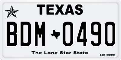 TX license plate BDM0490