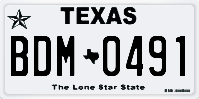 TX license plate BDM0491