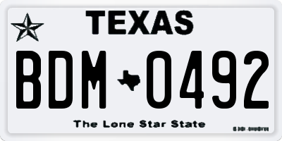 TX license plate BDM0492