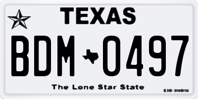 TX license plate BDM0497