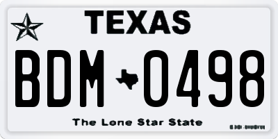 TX license plate BDM0498