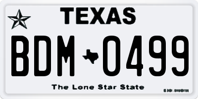 TX license plate BDM0499