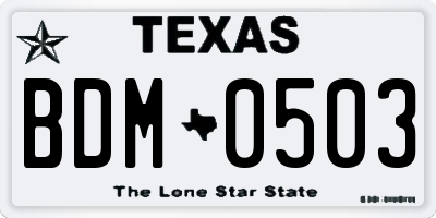 TX license plate BDM0503
