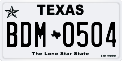 TX license plate BDM0504