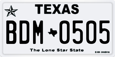 TX license plate BDM0505