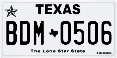 TX license plate BDM0506