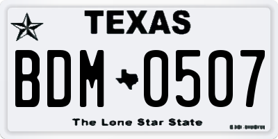 TX license plate BDM0507