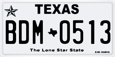 TX license plate BDM0513