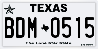 TX license plate BDM0515