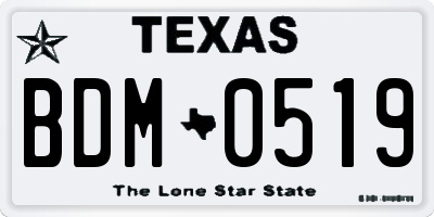TX license plate BDM0519