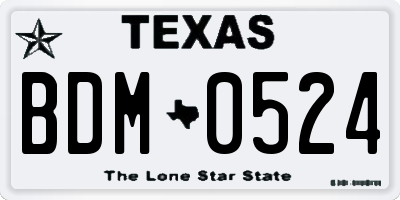TX license plate BDM0524