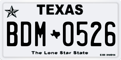 TX license plate BDM0526