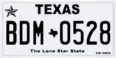 TX license plate BDM0528