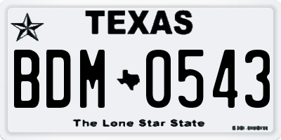 TX license plate BDM0543