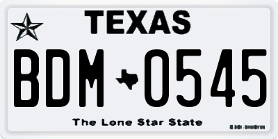 TX license plate BDM0545