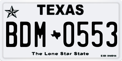 TX license plate BDM0553