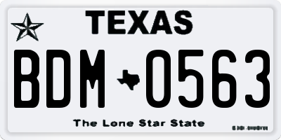 TX license plate BDM0563