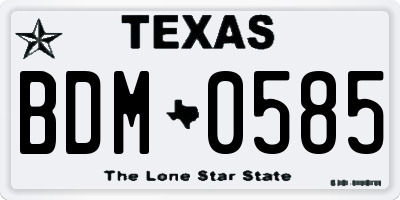 TX license plate BDM0585