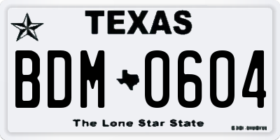 TX license plate BDM0604