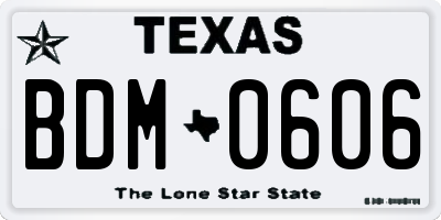 TX license plate BDM0606