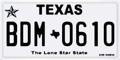 TX license plate BDM0610