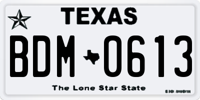 TX license plate BDM0613