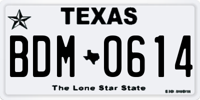 TX license plate BDM0614