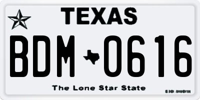 TX license plate BDM0616