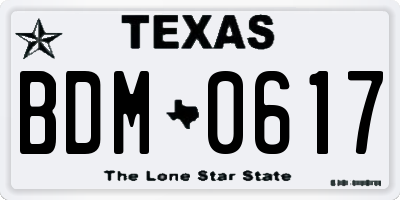 TX license plate BDM0617