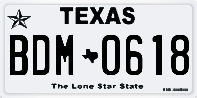 TX license plate BDM0618