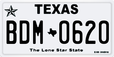 TX license plate BDM0620
