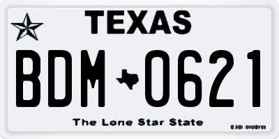 TX license plate BDM0621