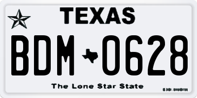 TX license plate BDM0628