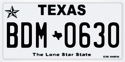 TX license plate BDM0630