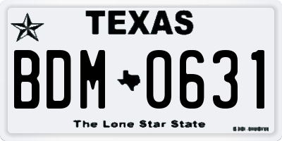 TX license plate BDM0631