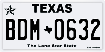TX license plate BDM0632