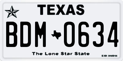 TX license plate BDM0634
