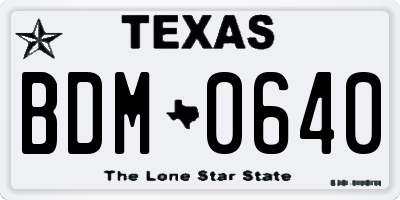 TX license plate BDM0640