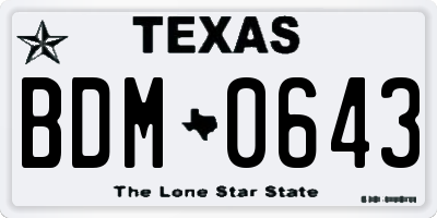 TX license plate BDM0643