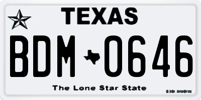 TX license plate BDM0646