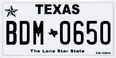 TX license plate BDM0650
