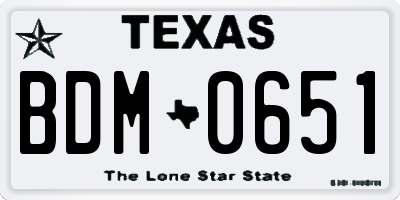 TX license plate BDM0651