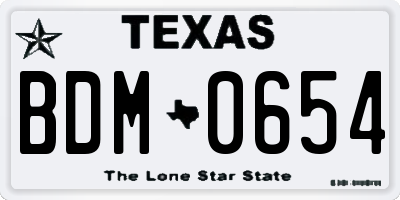 TX license plate BDM0654