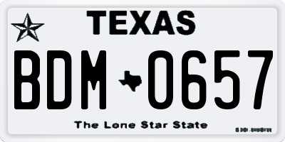 TX license plate BDM0657