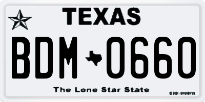 TX license plate BDM0660