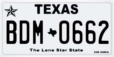 TX license plate BDM0662