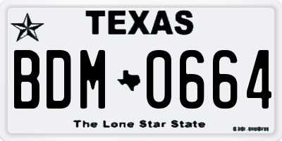 TX license plate BDM0664