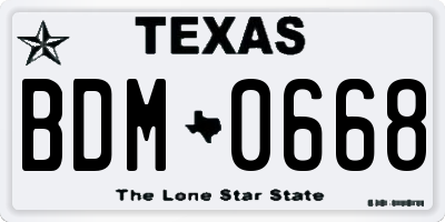 TX license plate BDM0668